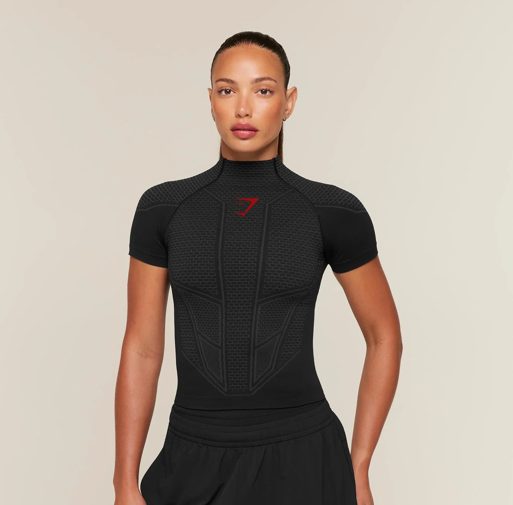 GYM SHARK 2026 new Onyx v1 women's fitness short sleeved shirt, suitable for the gym, slim fit to highlight the figure, three co
