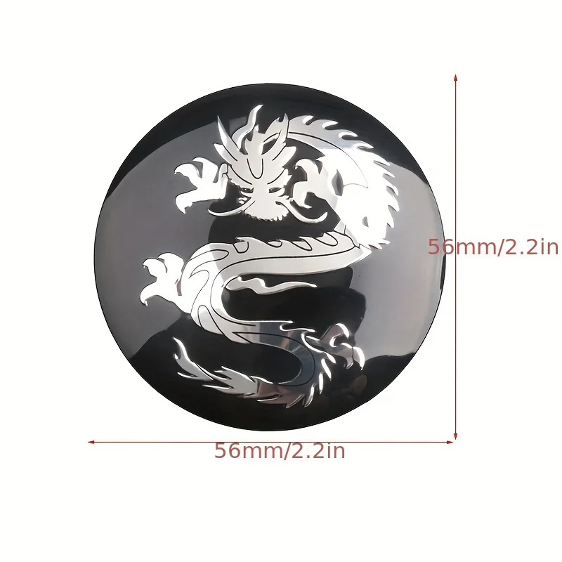 4pcs Car Tire Hub Center Decorative Stickers 56MM Chinese Mythological Dragon Badge Stickers