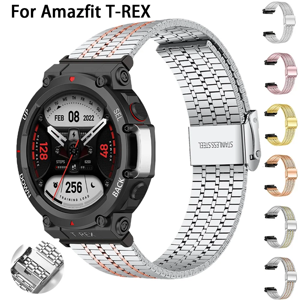 For Amazfit T-Rex 3/2 Stainless Steel Watchband Metal Strap For Amazfit T Rex/2Ulrtra Wrist Band for amazfit t-rex pro Bracelet