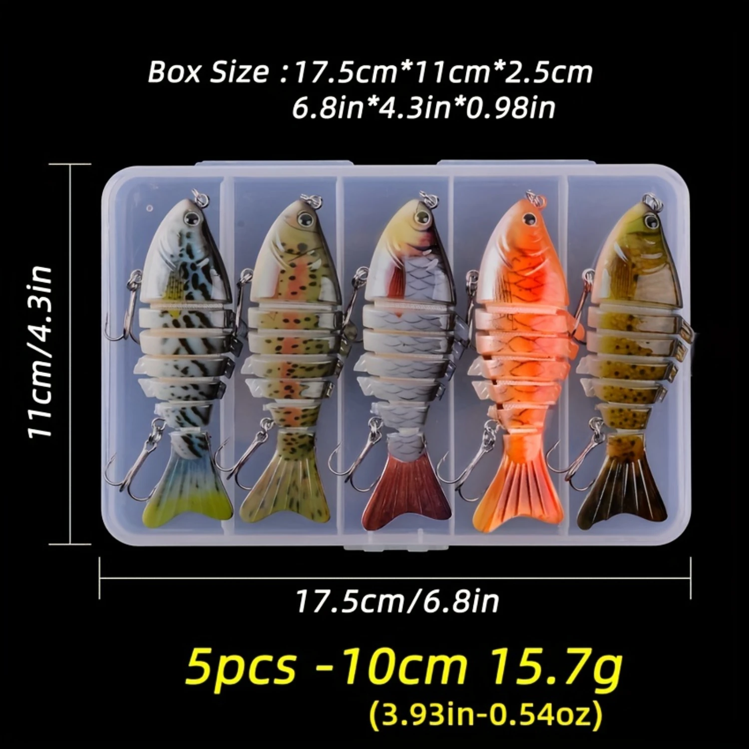 5pcs/box Premium Multi-Section Sinking Swimbait Crankbaits Fishing Lures Set for Pike - Ideal for Freshwater and Saltwater Fishi