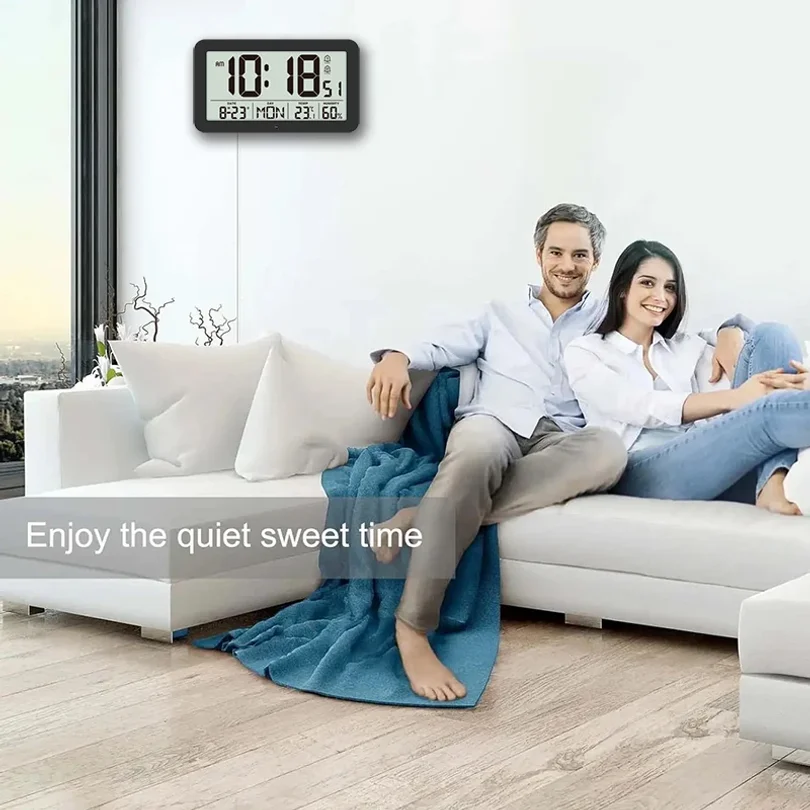 Large Digital Wall Clock with Temperature Humidity Calendar 8.5