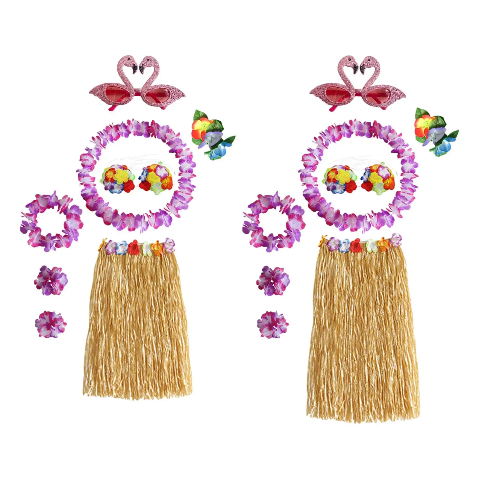 Zestaw kostiumu tancerki hawajskiej ze spódnicą z trawy na festiwal, bal przebierańców, plażę