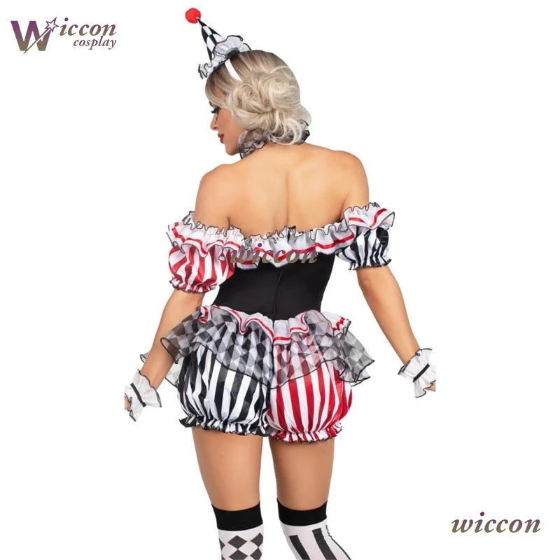 Women Clown Cosplay Costume Circus Performance Outfit RolePlay Uniform Halloween Party Carnival Jester Dress Theater Stage Suit‌ view 6