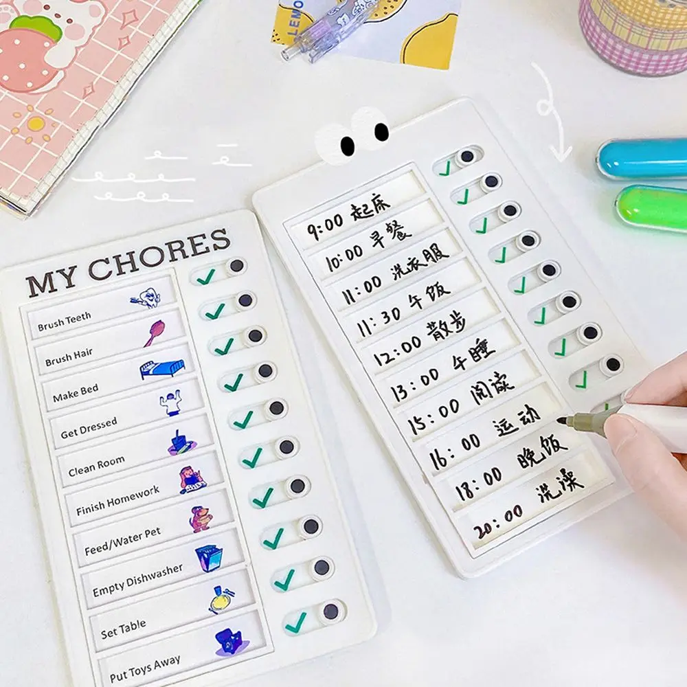 Office Accessories Stationary Children's Self-discipline Punch Card Chore Chart Student Message Checklist Memo Plastic Board