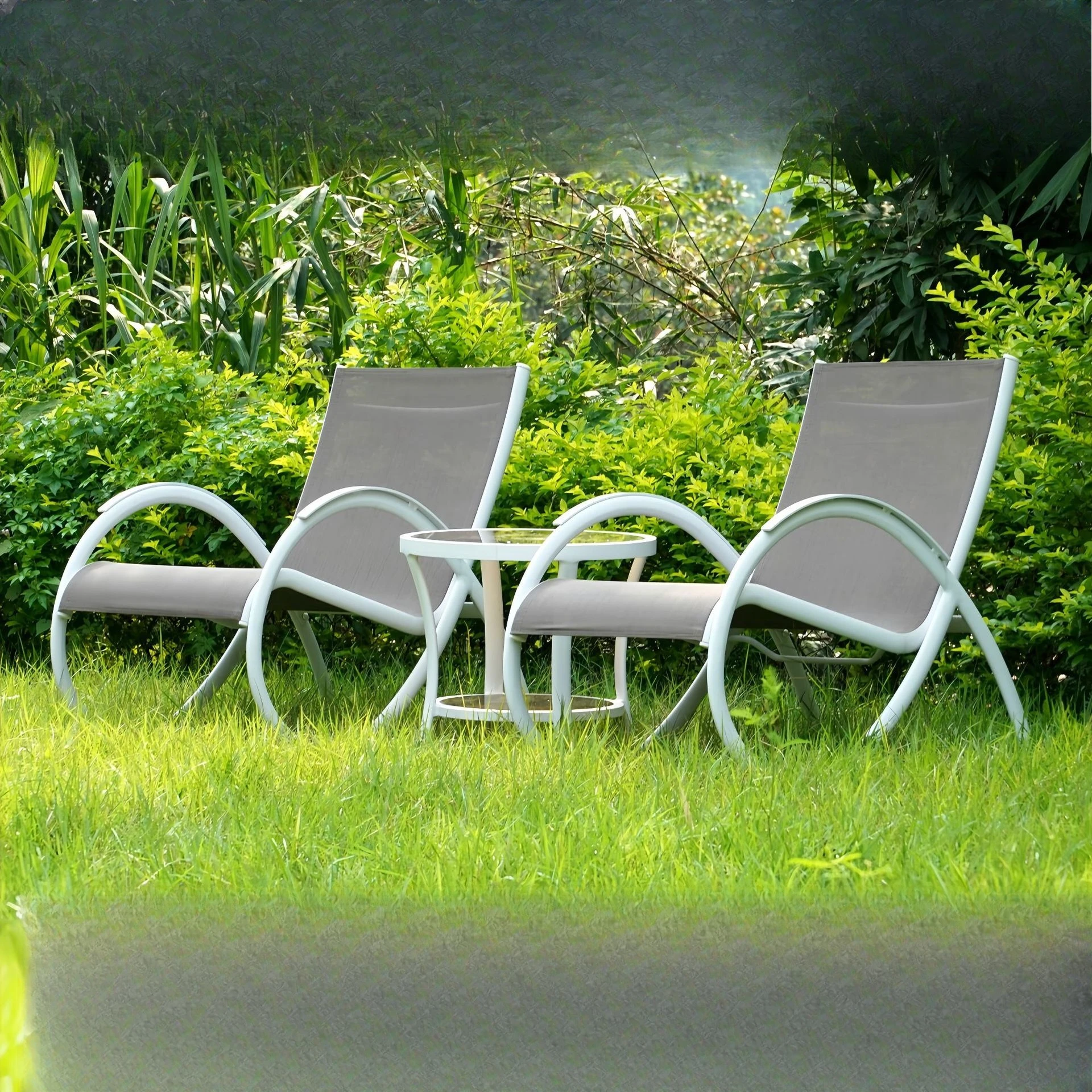 Outdoor courtyard aluminum alloy leisure chair source wholesale hotel villa outdoor furniture mesh sunscreen waterproof chair