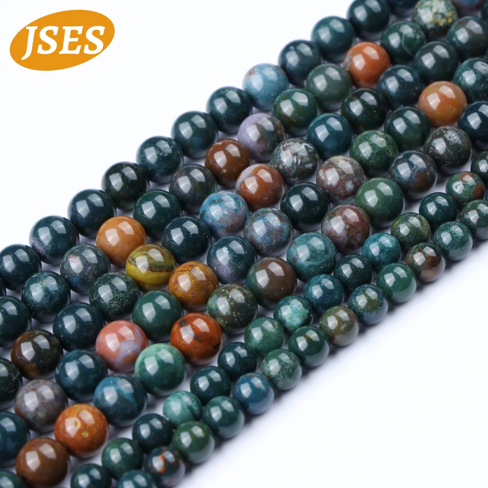 Natural Bloodstone Beads Indian Heliotrope Loose Round Shape for Jewelry Making DIY Bracelets Necklace Wholesale Accessories