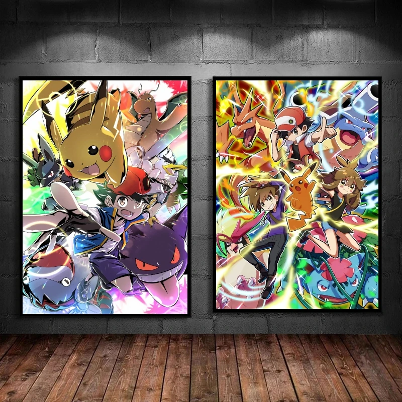 

Pokemon Canvas Posters Birthday Classic Hanging Wall Stickers Kid Action Figures Children's Bedroom Decor Decoration Paintings