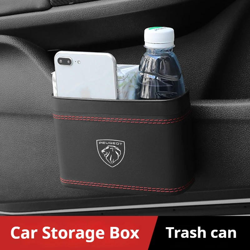 Multi-functional Car Trash Bin Hanging Vehicle Garbage Dust Case Backrest Storage Box Pressing Trash Can Accessories Peugeot