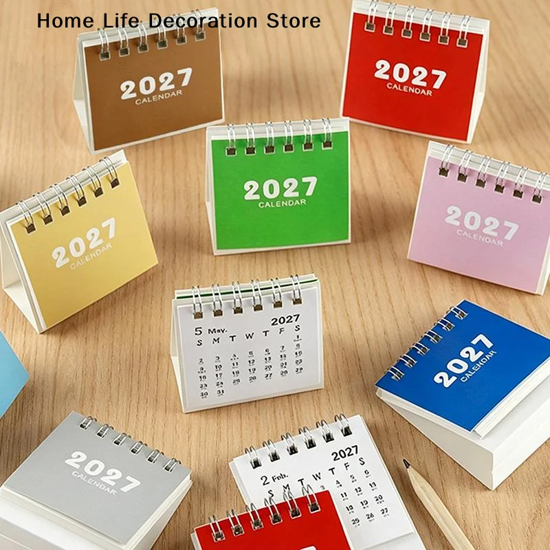 【H】2027 Desk Calendar Mini Portable Travel Calendars Perfect For Home Office School Daily Schedule Planning Home Decor
