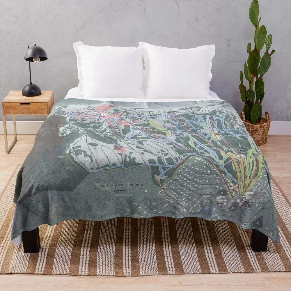 

Jackson Hole Mountain Resort Trail Map Throw Blanket Soft Cozy Blanket for Pet Kids Adults