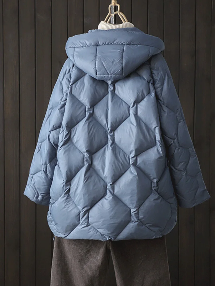 New Winter Women 90% White Duck Down Jacket Casual Loose Fashion Outwear Hooded Puffer Coat Short Light Warm Parka