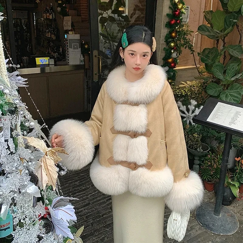 Suede Fox Fur Eco-Friendly Fur Coat For Women New Chinese Style Autumn And Winter Warmth Slimming Effect Internet Celebrity 2025