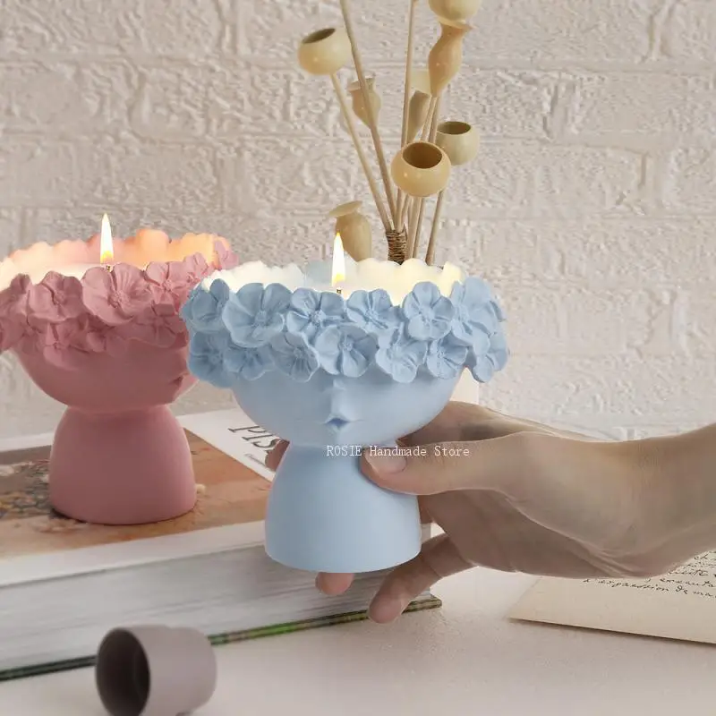 Girl Concrete Vase Silicone Mold Diy Candle Jar Mold Flower Pot Plaster Epoxy Resin Molds Home Decor