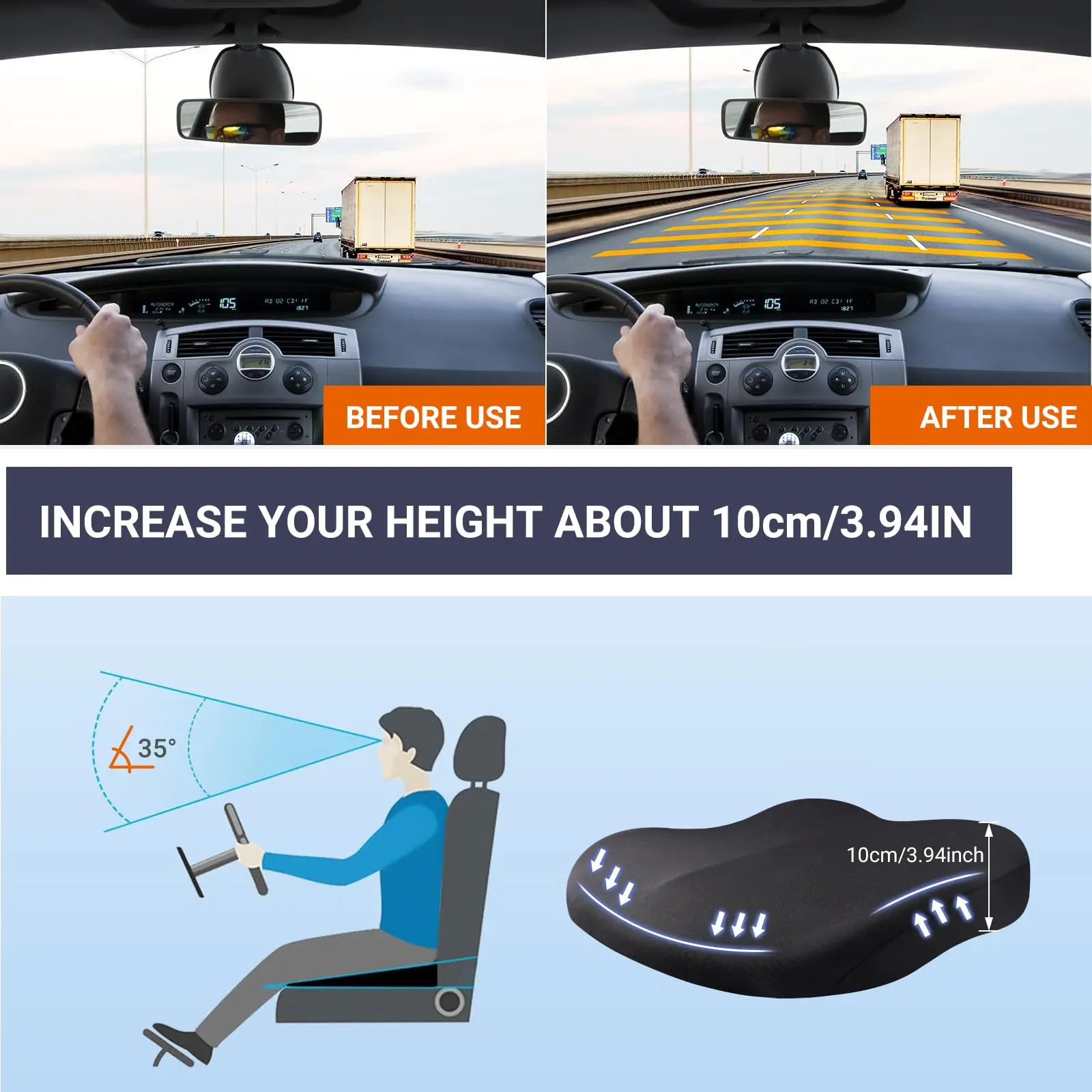 1pc Memory Foam Slow Rebound Support Cushion, Long Sitting Hip Protection Pad, Suitable for Office,Car,Chair Seat Cushion - view 2