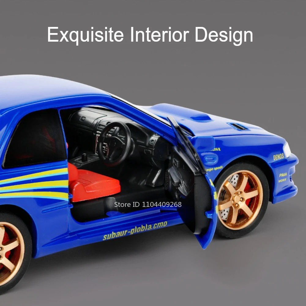 1:32 Subaru Impreza MITSUBISHI EVO 911GT3 Modello di auto Giocattolo Corpo in metallo Porte aperte Suono Luce Tirare indietro Modelli Migliori regali di compleanno