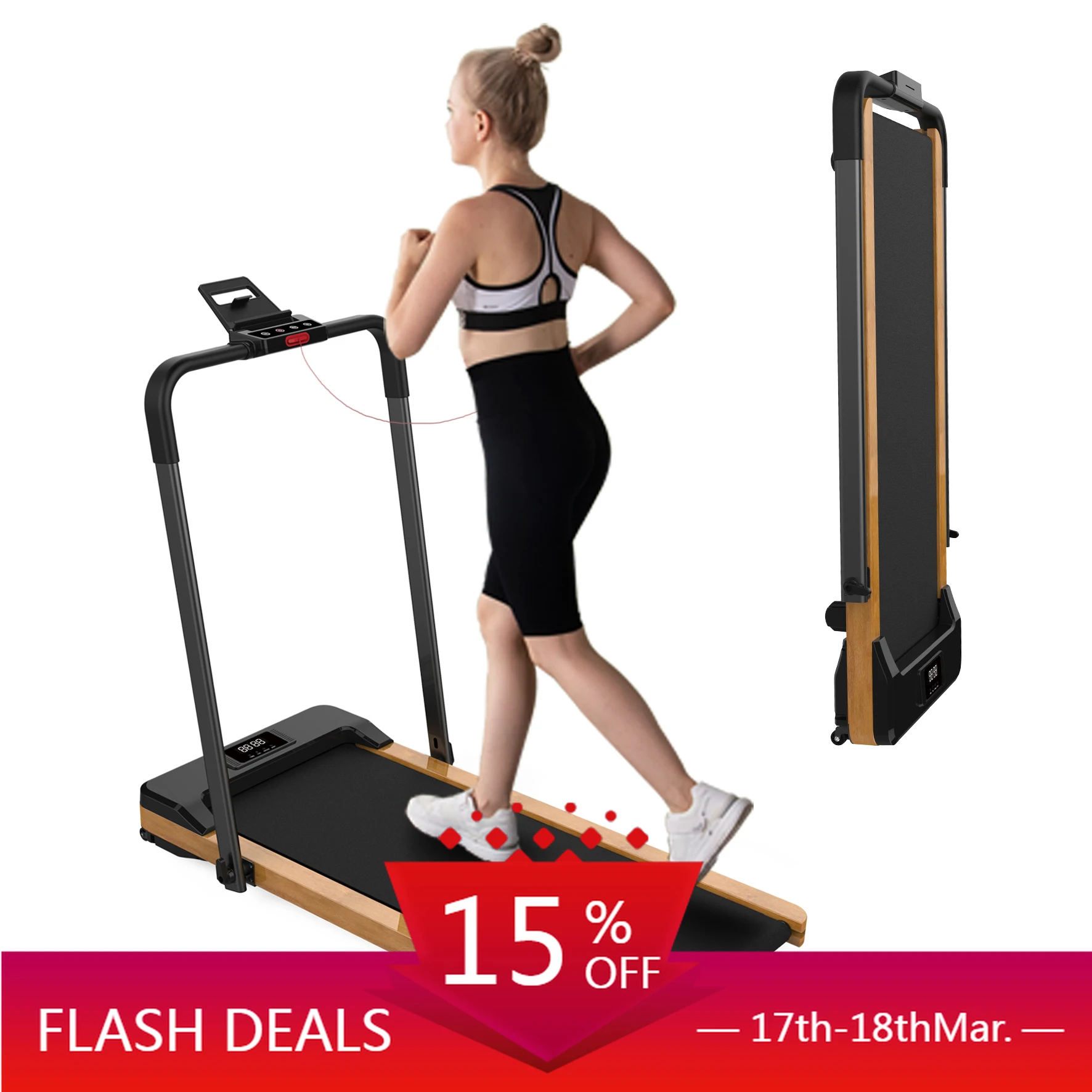 

STLF 2-in-1 Expert Wooden Walking Pad Jogging Machine Under Desk Treadmill with Remote Control Treadmill for Home Use