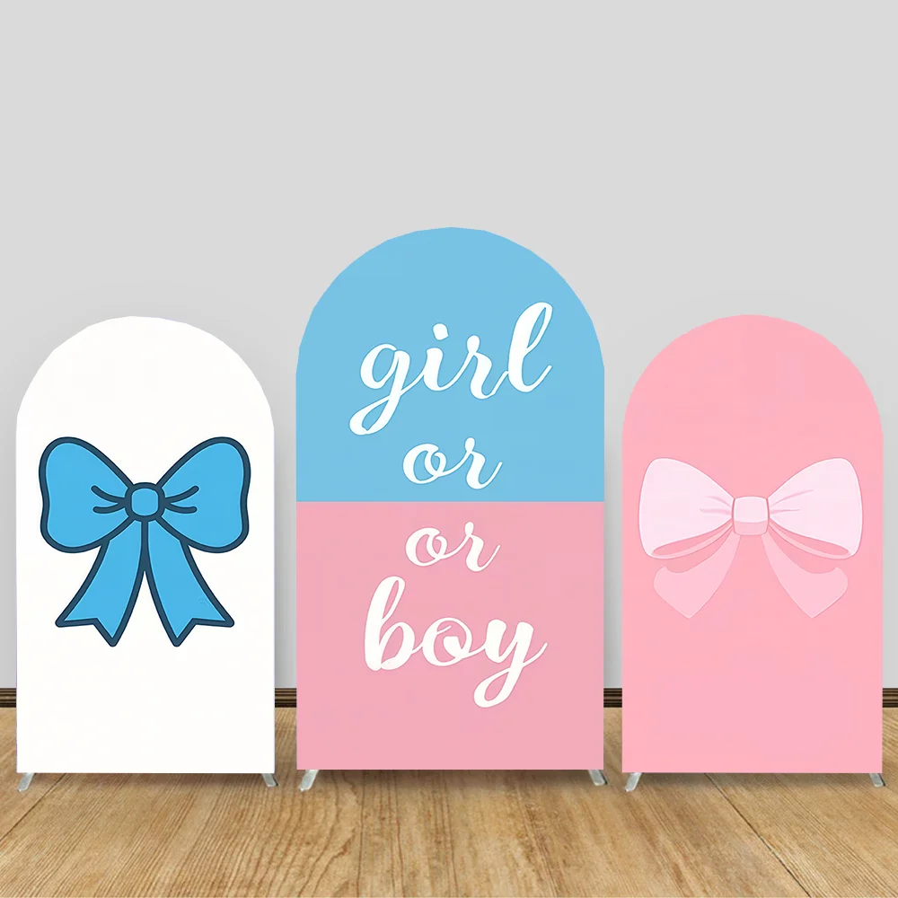 Pink Blue Arch Backdrop Baby Shower Boy or Girl Gender Reveal Party Kids Birthday Decor Elastic Arched Background