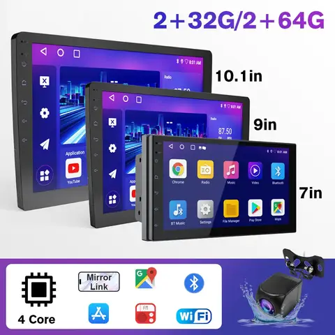 7 9 10 Inch Car Stereo Screen 2 Din CarPlay Android Auto Universal Car Radio with Backup Camera BT GPS WiFi FM Multimedia Player