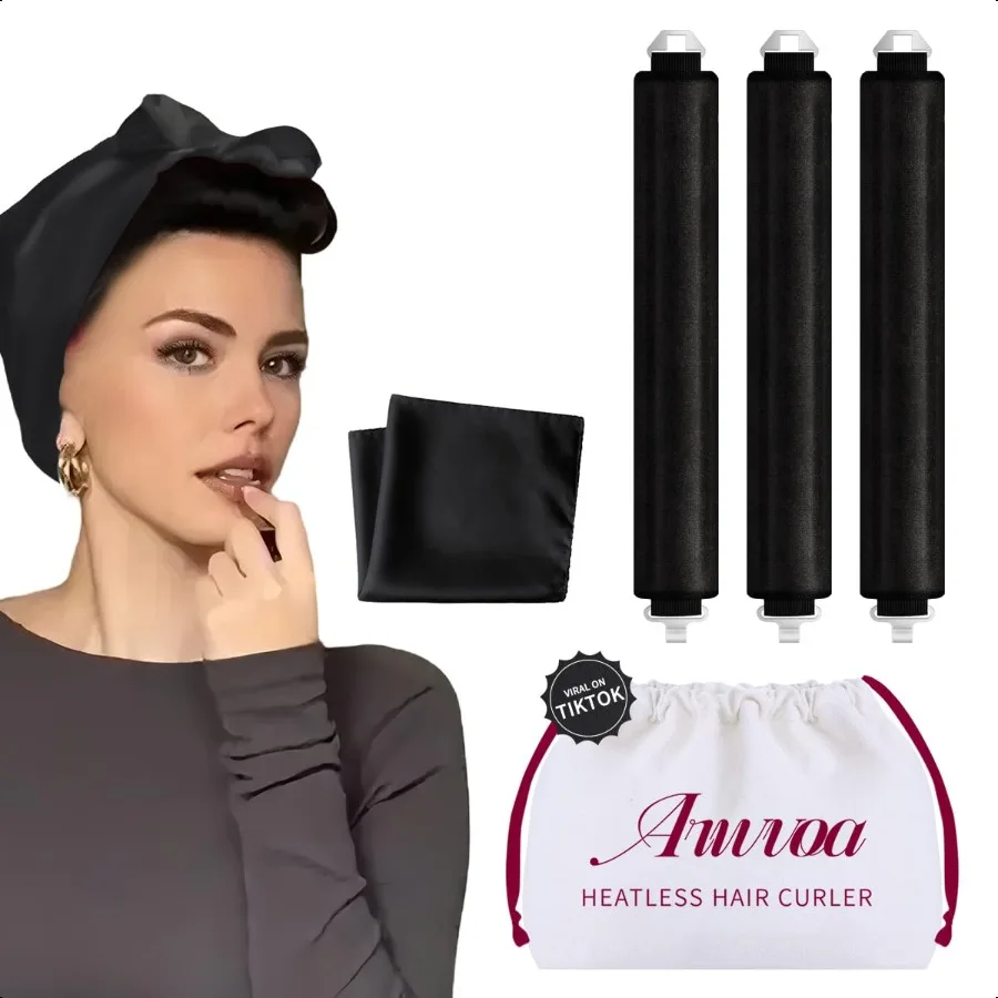 

Heatl Hair Curler Heatl Curls Overnight Heatl Blowout with Luxury Cloth Bag satin Scarf Curling Rod Headband to Sleep in No Hea