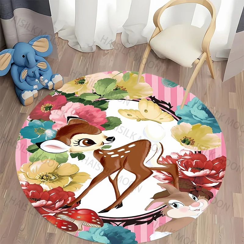 Cartoon Disney Bambi Printed Pattern Circular Carpet,Bedroom Decorative Rug,Use Non-slip Floor in Living Room, Kitchen Door Mat