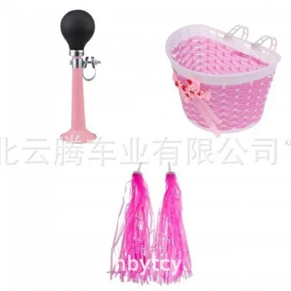 

Bike Basket With Streamers Horn, Lightweight Woven Front Bicycle Storage Scooters, Multifunctional Accessories For