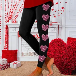 Women Valentine's Day  Print Tights Leggings Print Sparky Heart Graphic Fitness Yoga Tight Leggings 2.14 Gift For Girlfriend