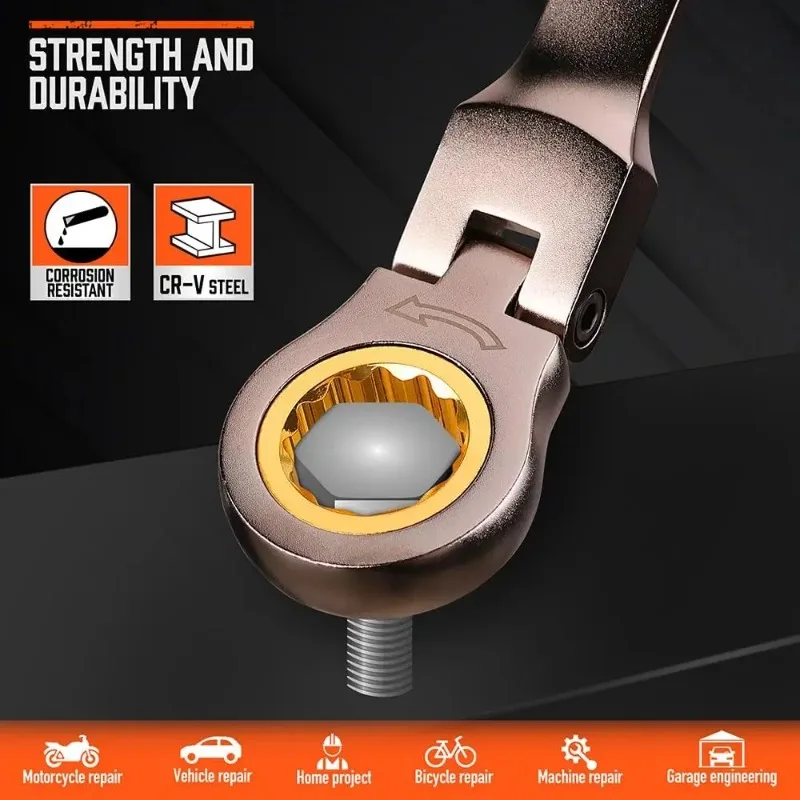 할인된 12피스 SAE 플렉스 헤드 라쳇 렌치 세트(정리함 포함) |   1/4”에서 7/8”까지 래칫 콤비네이션 렌치 세트 핫 세일