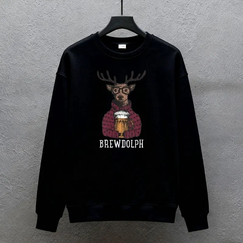 مضحك البيرة عاشق عيد الميلاد هوديي الرنة عطلة حزب Crewneck البلوز شرب قميص للرجال الخريف والشتاء السترة