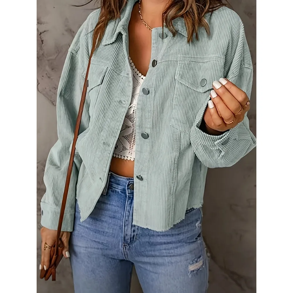 플러스 사이즈 여성 셔츠 패션 코듀로이 재킷 여성용 부드럽고 따뜻한 캐주얼 아우터 가벼운 가을 및 겨울 작업복 코트