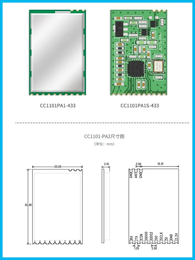 cc1101 industrial wireless communication transmission and reception integrated long-distance serial port radio frequency module