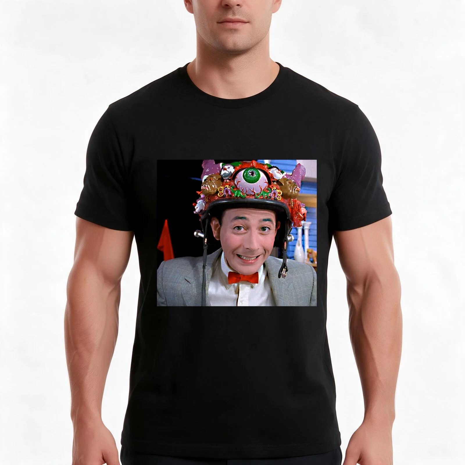 Peewee Crazy Helmet T-Shirt Summer Casual Cotton Tee Oversized Streetwear Tops Vintage Graphic Print Loose Fit Short Sleeve