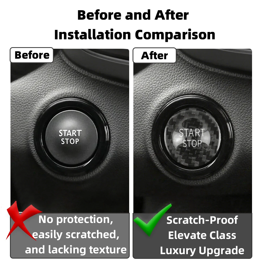 Suitable for Renault Car One-Touch Start Button Cover Real Carbon Fiber Stop Switch Decorative Cover Interior Sticker Megane 3 2 Clio 4 Koleos Kadjar Talisman Duster Fluence Latitude Zoe Laguna Espace Captur