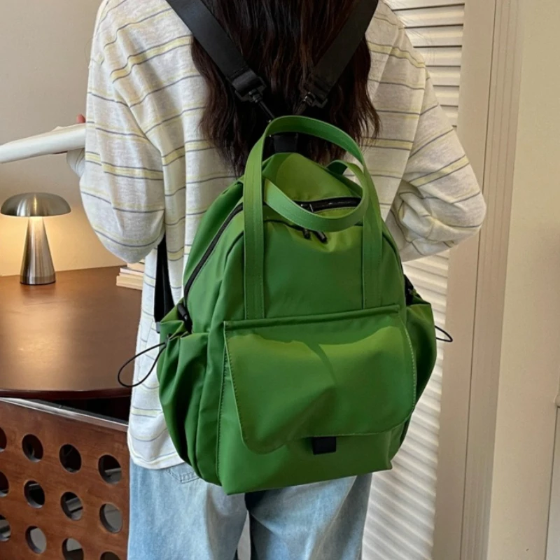New Forest Style Solid Color Women Backpack Simple Fashion Leisure Lightweight Student Small Backpack Personalized Bag