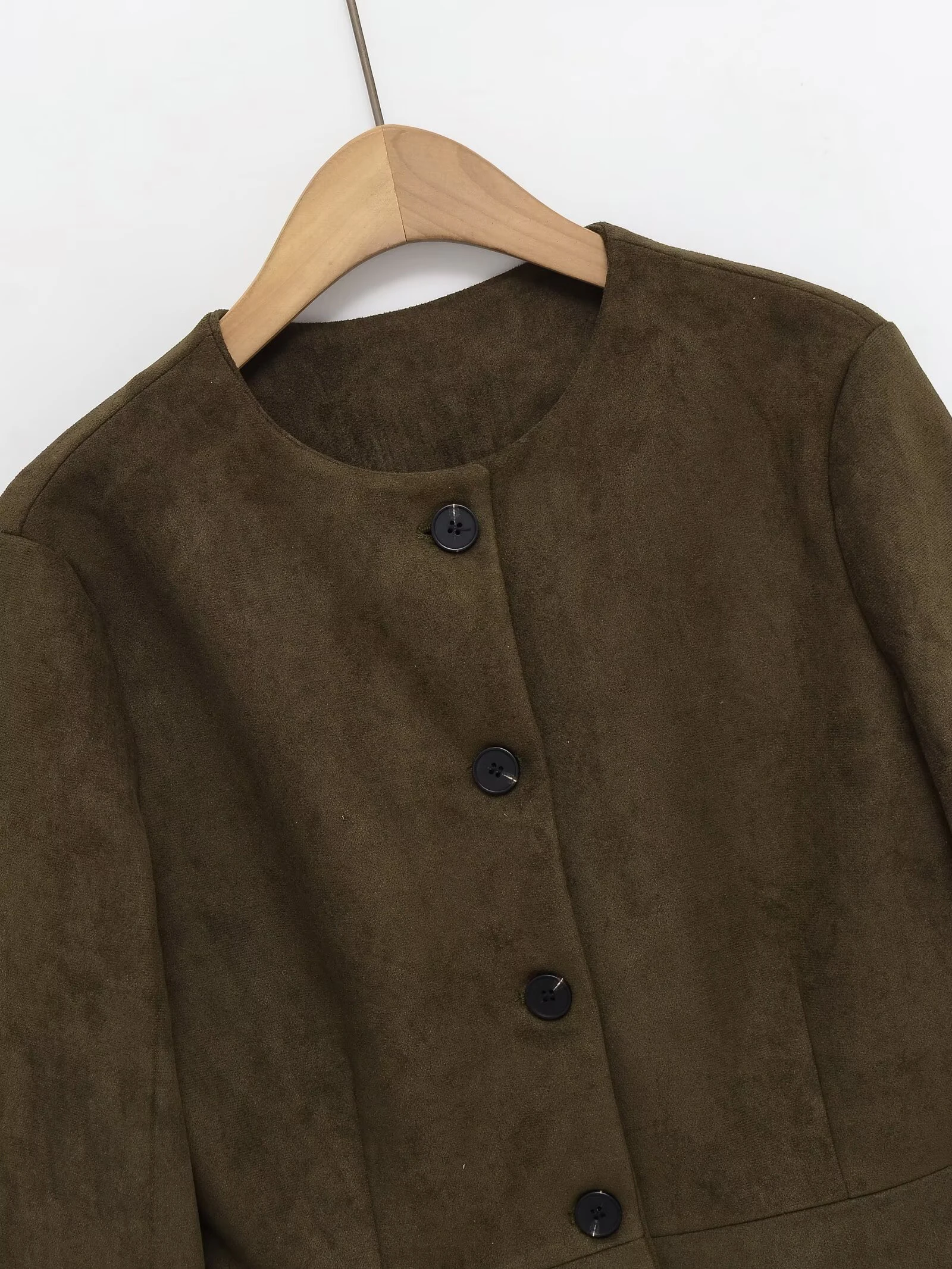 European and American style winter new Maillard wasteland style brown suede suede round neck waist jacket jacket