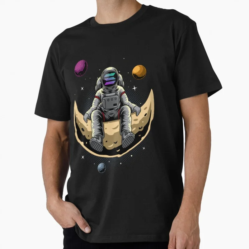 

Astronaut Solana Coin SOL To The Moon Crypto Token Blockchain Cryptocurrency Wallet Gift T shirt Large size Tops printed tee