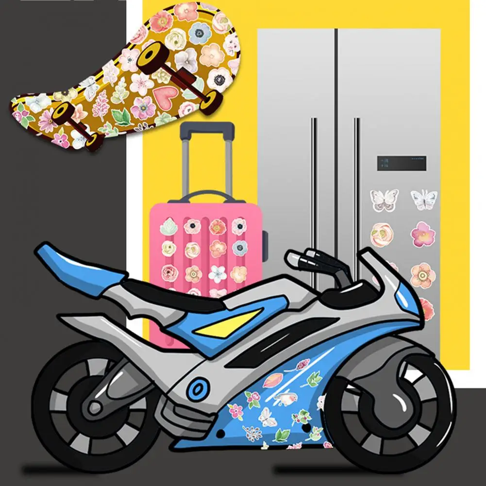 Waterproof Stickers Cartoon Sticker Floral Scrapbooking Stickers Set 50pcs Waterproof Reusable for Book for Scrapbooking