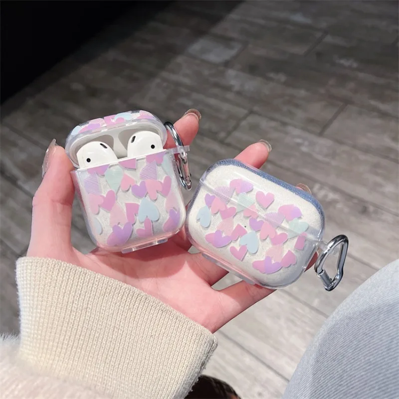 Fashion Earphone Charging Box Case For AirPods Pro 2 1 Glitter Shiny Heart Soft Silicone Cover Protector For Apple AirPods 3 2 1