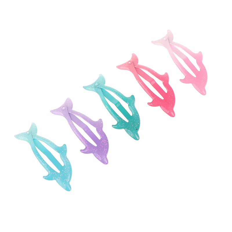 5 Stück bunte Glitzer-Delfin-Haarspangen für Mädchen, Frauen, Kinder, Urlaub, Party, Geschenk, Haarschmuck, Kopfbedeckung – Detail 7
