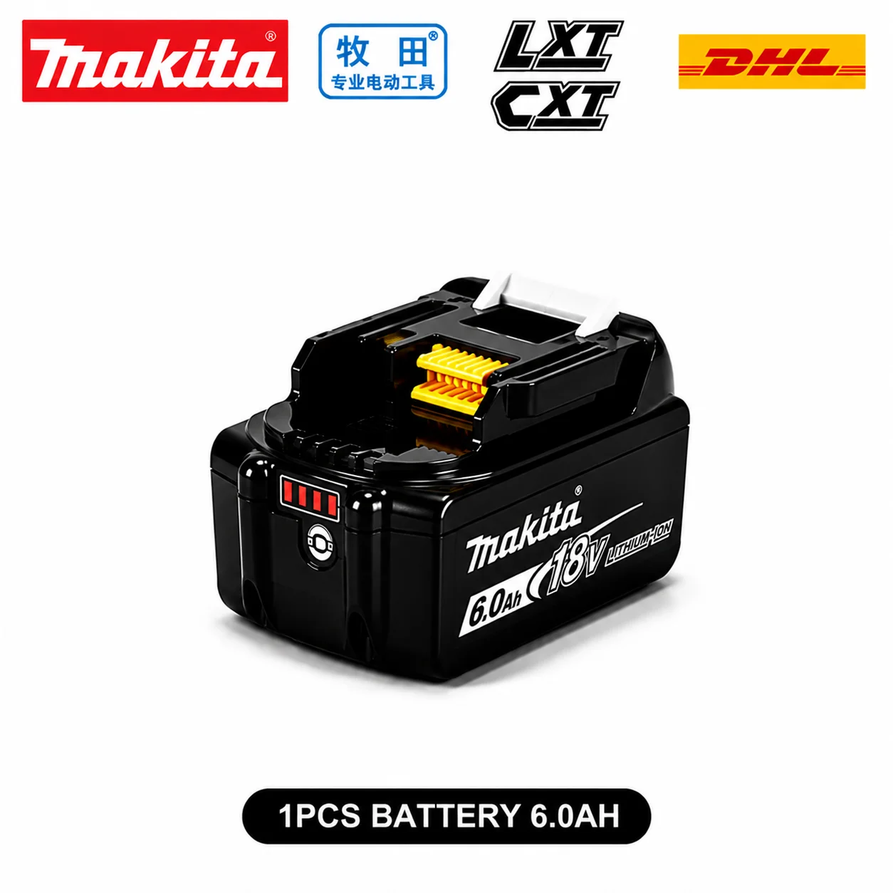Original Makita DHR242 Akku-Bohrhammer, 18V bürstenloser Motor, inklusive originaler 6,0Ah BL1860B Batterie & Ladegerät, 24mm SDS-Plus, 3-Modus-Betonbohrer, schneller EU-Versand