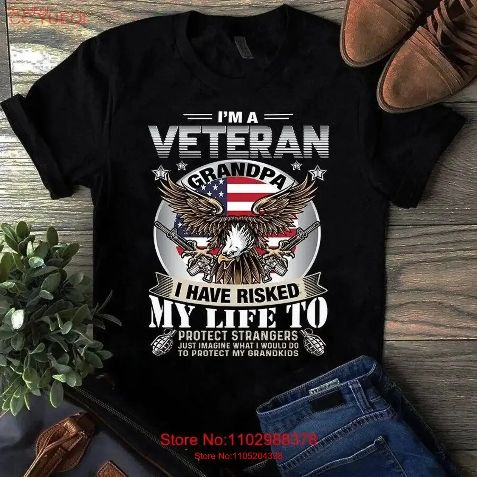 أنا الجد المخضرم لقد أخطر حياتي لحماية الغرباء تي شيرت خمر غسلها رداء علوي غير رسمي للارتداء اليومي خمر #1