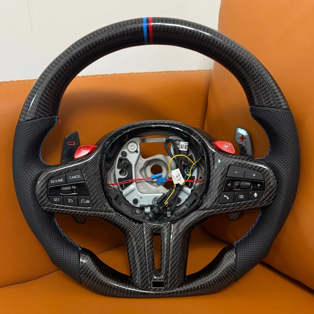 

Carbon Fiber Steering Wheel With Paddles For BMW G01 G05 G11 G22 G30 G31 G38 G42 F15 F30 F36 M340i 540i