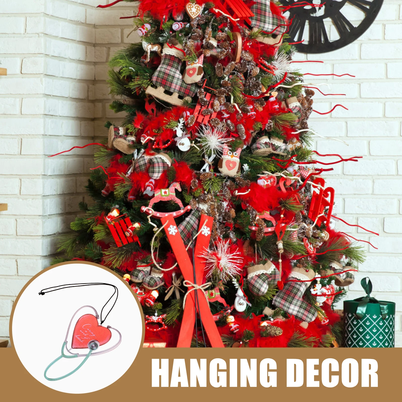 

Heart Stethoscope Pendant Acrylic Xmas Tree Hanging Ornament Car Rearview Mirror Hanging Decoration Heart Stethoscope Pendant