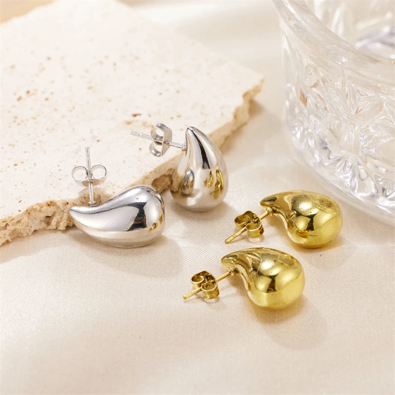 D&Z Ins Style New Stainless Steel Glossy Hollow Drop-shaped Earrings Simple Gold-plated Fashionable Jewelry