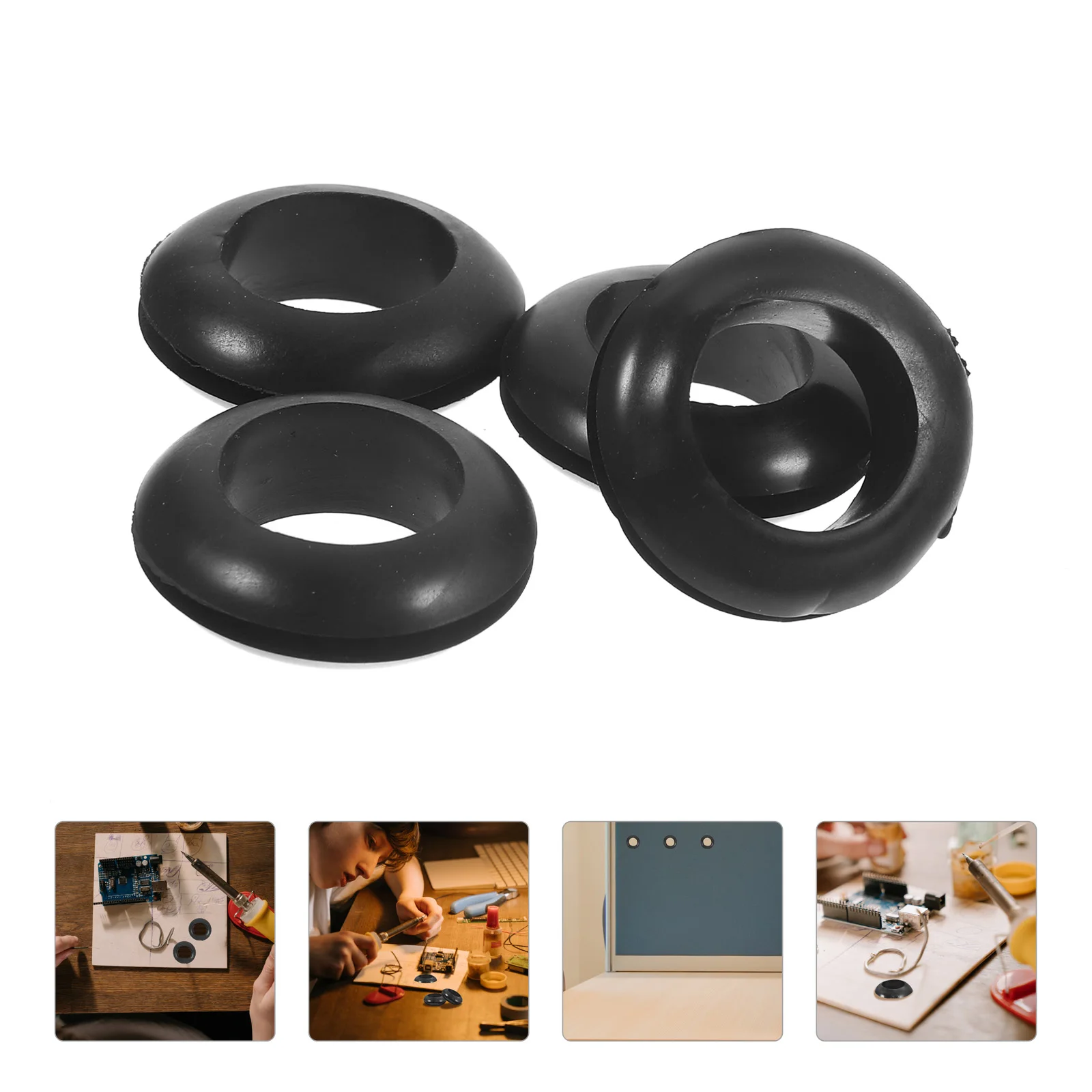 

4 Pcs Coil Protection Rubber Ring Grommet for Wire Double Sided Electrical Cable Kit