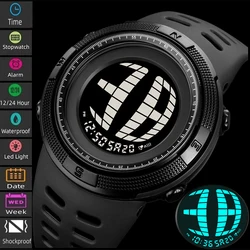 Skmei Men's Digital Watch 50M Waterproof Swimming Sport's Wristwatch Fashion Big Size Dial Led Chronograph Alarm Clock