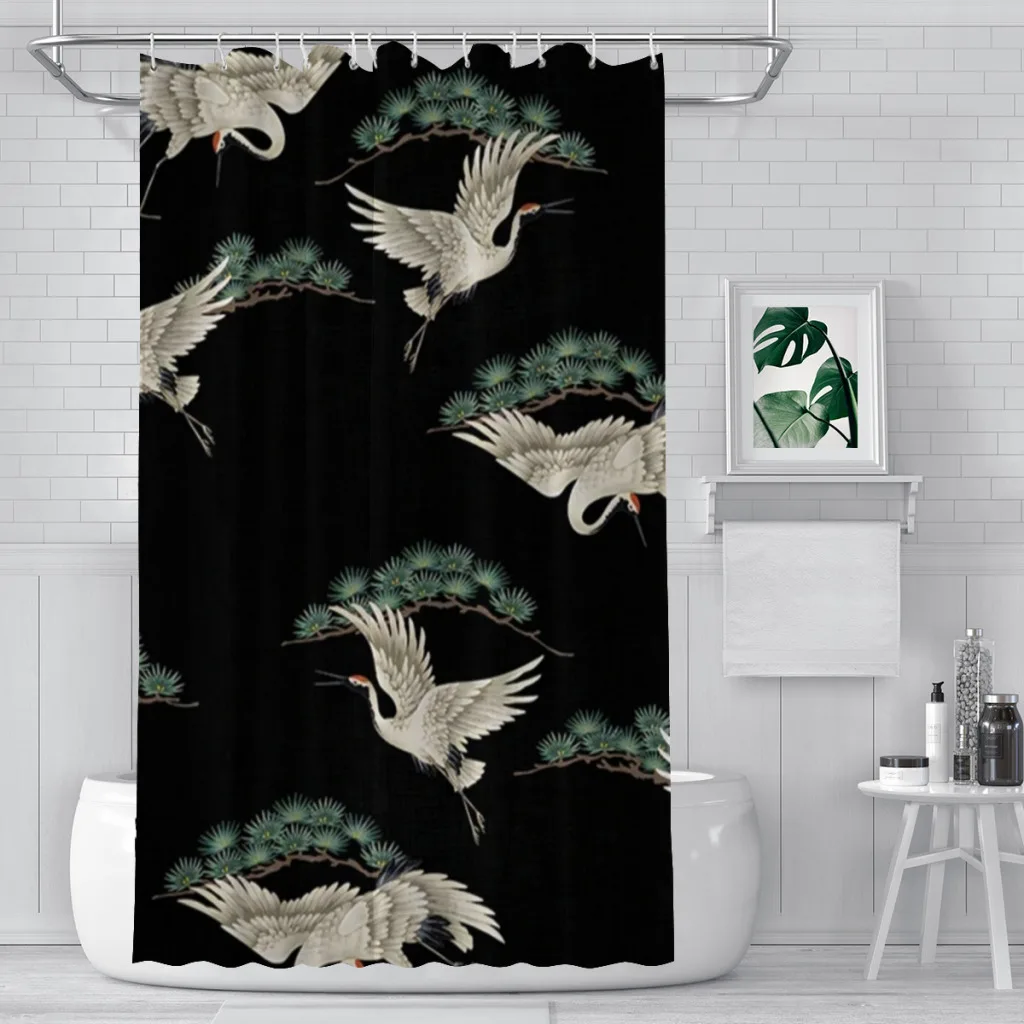 

The Dove And The Crane Unique decor Modern Fabric Bathroom Shower Curtains art design Print Curtain Graceful