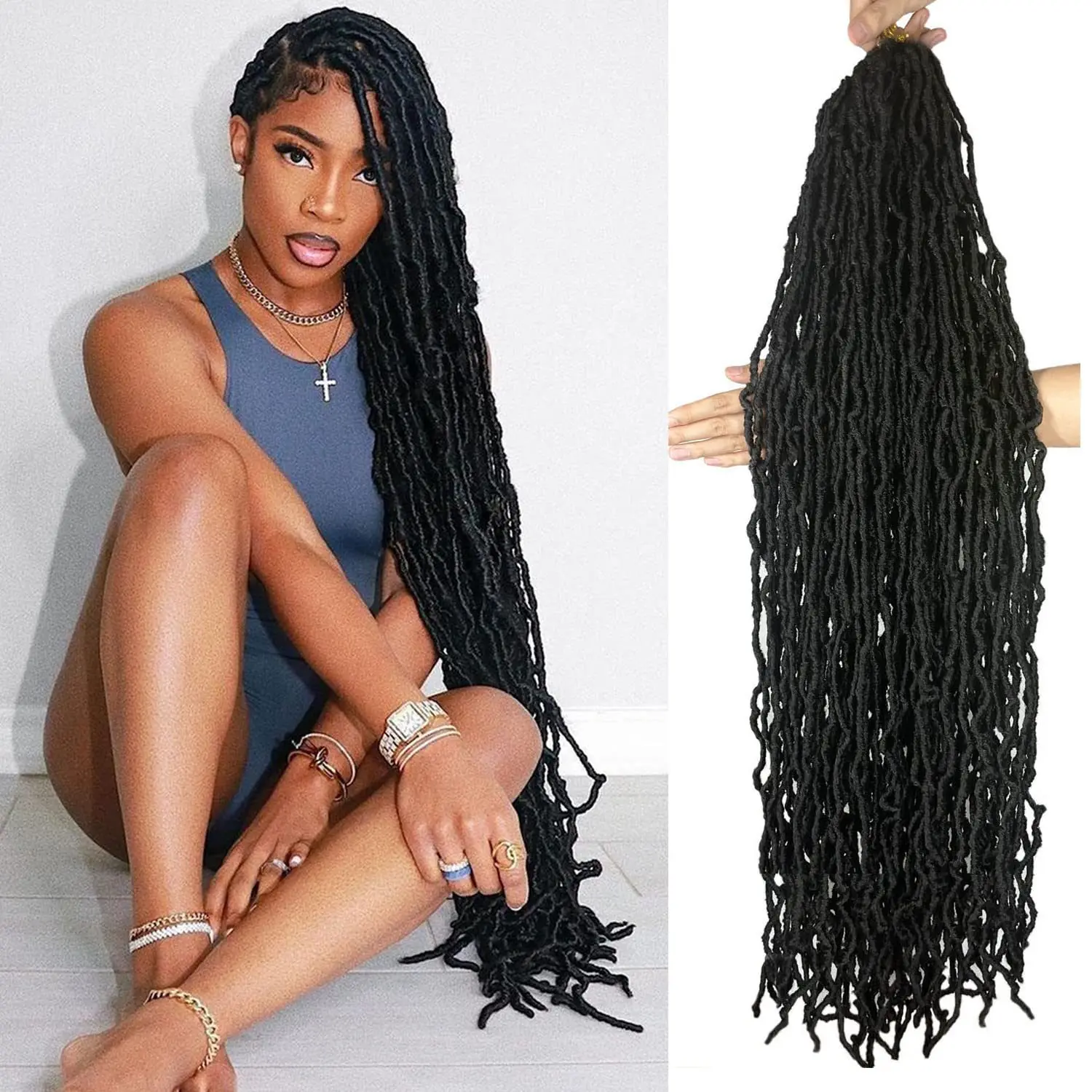 Nu Locs cheveux au crochet Tresse Sale Africaine Donghou Faux Locs serrure artificielle tresse au crochet cheveux bouclés