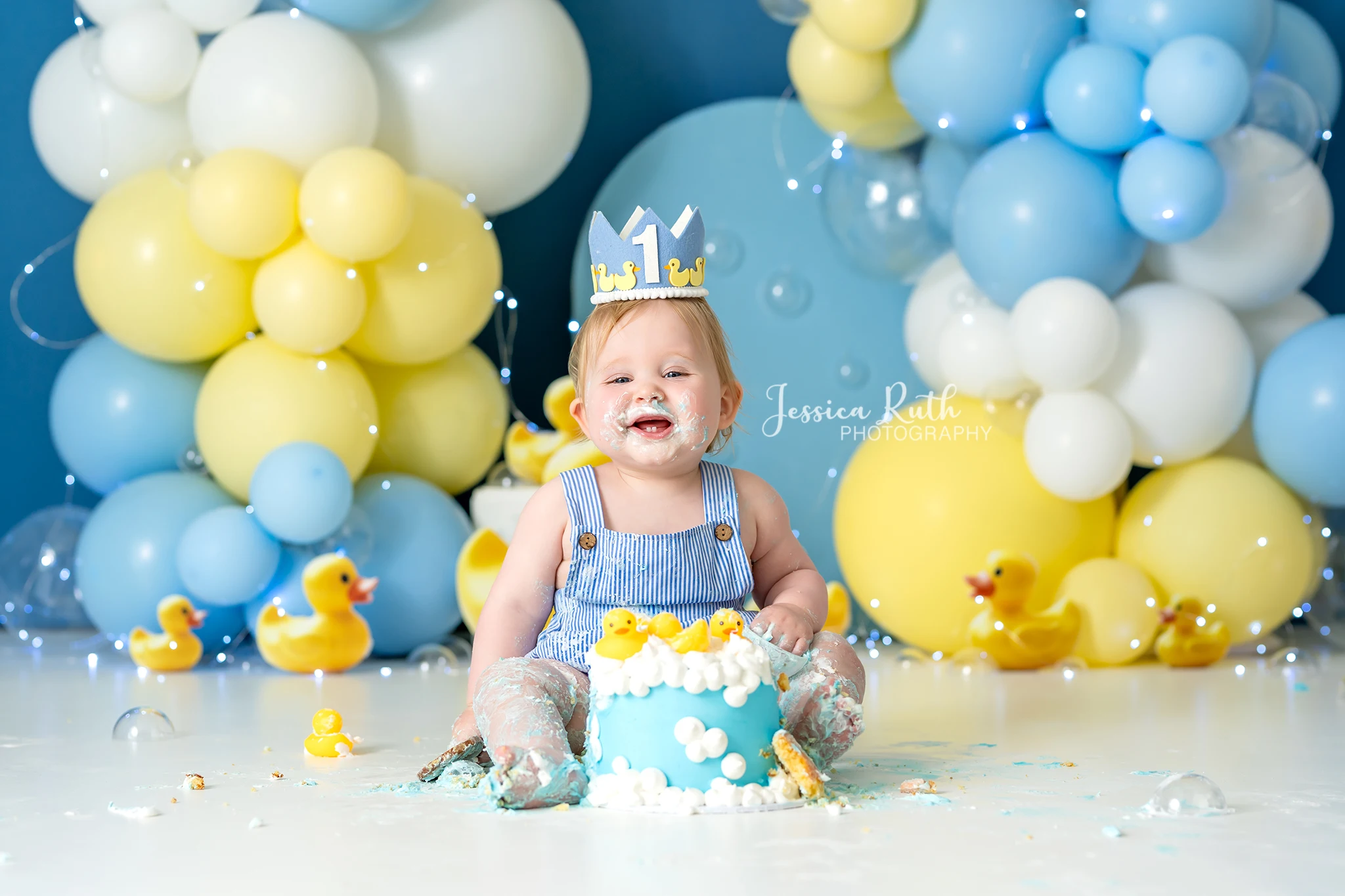 Rubber Ducky Balloons Backgrounds Cake Smash Adult Family Photography Props Child Baby Decors Blue Yellow Photo Studio Backdrops