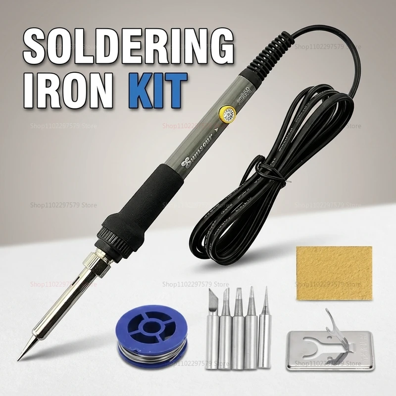 

1/5pcs 60W Adjustable Temperature Electric Soldering Iron EU 220V Welding Iron Rework Station Heat Pen Tips DIY for Repairing