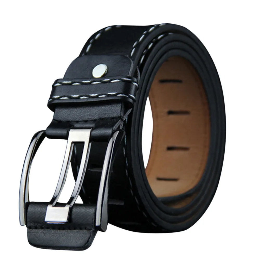 Men's Casual Versatiler Belt PU Leather Strap Metal Smooth Buckle Fashion Buckle Waistband Daily Accessories